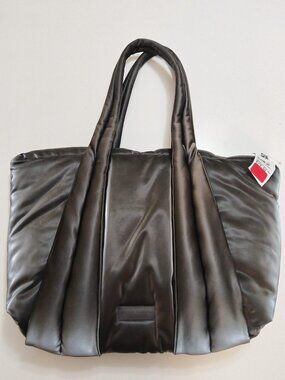 NWT Pajar Canada Oversized Puffer Tote Bag - Glossy Black w/ Orange Lining